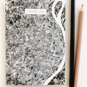 St. LOUIS Missouri kaart dank u kaart aquarel stadskaart makelaar Bedankt bewegende leraar Gift Penpal gevouwen kaart steenkool