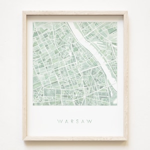 VARSOVIA Mapa pintado a mano acuarela mapa impresión POLONIA City Block Plan (impresión de arte) Aniversario boda graduación regalo polaco viaje europeo