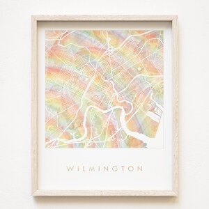 Mapa del arco iris del Orgullo de WILMINGTON, Mapa de lavado de acuarela de Delaware, Impresión de plano de ciudad queer (impresión artística), Graduación, Aniversario de bodas, Regalo de agente inmobiliario