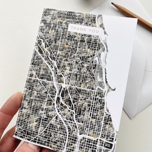 CHICAGO Illinois Map Thank You Card Watercolor City Map Greeting Card Map Realtor Thanks Moving Teacher Gift Penpal