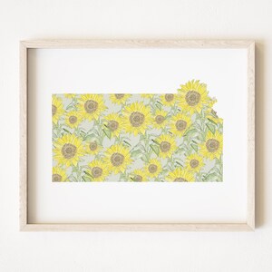 KANSAS State Flower kaart aquarel zonnebloem (Art Print) kaart muur afstuderen bruiloft makelaar verplaatsen cadeau Lawrence Midwest bloemen kaart