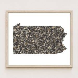 PENNSYLVANIA State Map Urban Stoff Aquarell Textur Gemälde (Kunstdruck) Karte Wand Abschluss Abschluss Hochzeit Jahrestag Makler Umzug Geschenk