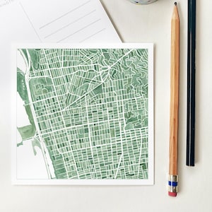 BERKELEY Watercolor Map POSTCARD California City Map Block Plan Wedding Realtor Graduation Moving Gift Penpal Postcrosser