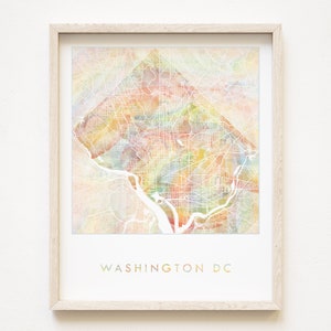 Carte arc-en-ciel WASHINGTON DC Pride, impression aquarelle, plan de la ville (impression d'art) GW UdC Remise des diplômes Anniversaire de mariage Agent immobilier Cadeau de déménagement