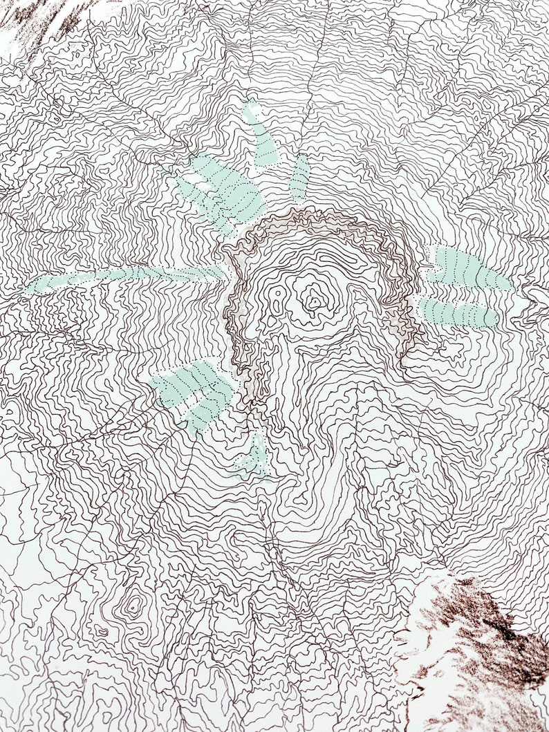 MOUNT ST HELENS Topographic Map and Mountain Sketches Washington (art ...