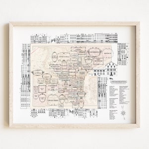 PHILADELPHIA Neighborhoods (Art Print) Vintage City Map Architecture Streetscape Drawing Realtor Wedding Gift Pennsylvania Franklin