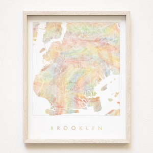 Carte arc-en-ciel de la fierté de BROOKLYN, impression de carte, plan d'îlot (impression d'art) New York, remise des diplômes, mariage, anniversaire de mariage, cadeau de voyage, carte murale