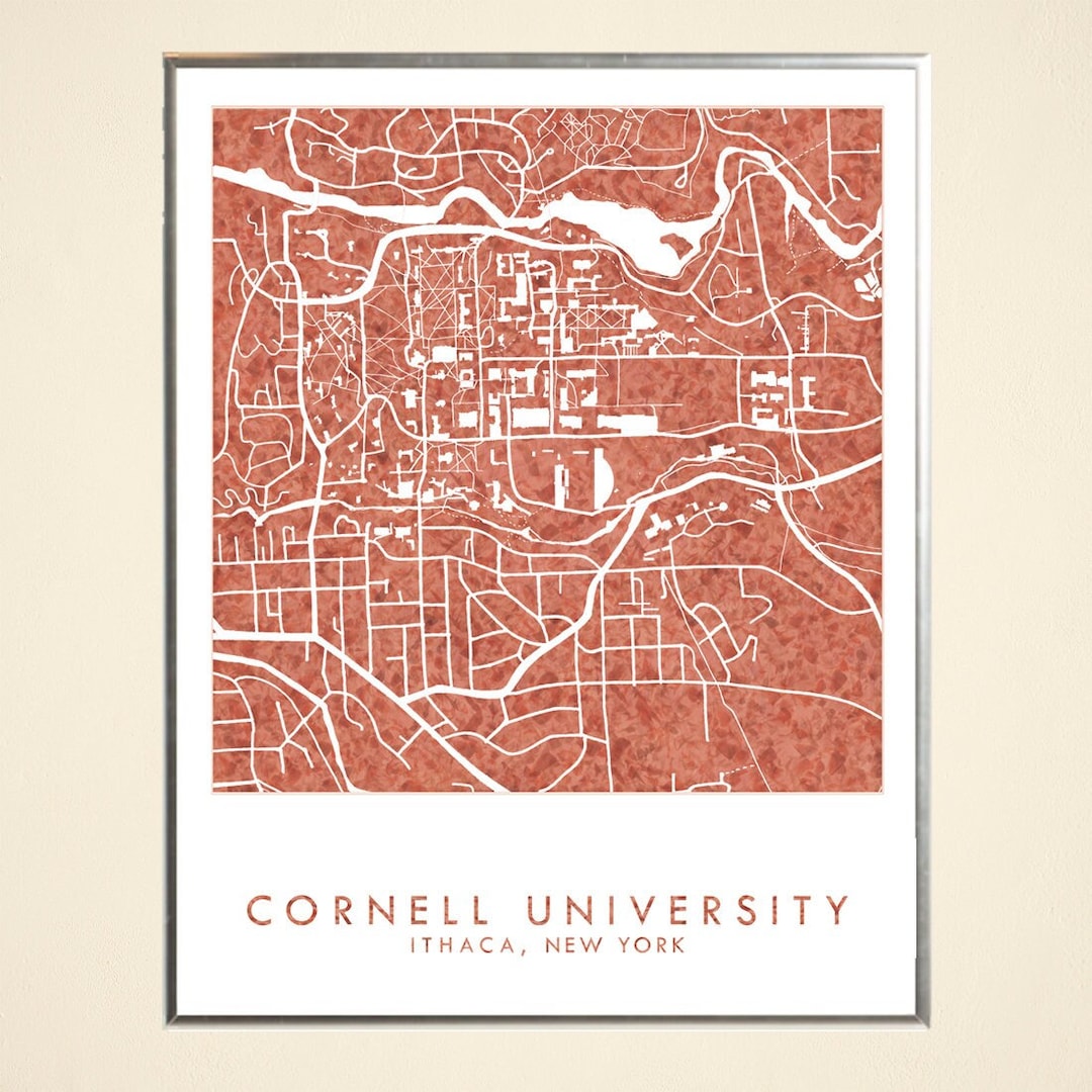 CORNELL University Campus Watercolor Map art Print ITHACA New York Town ...