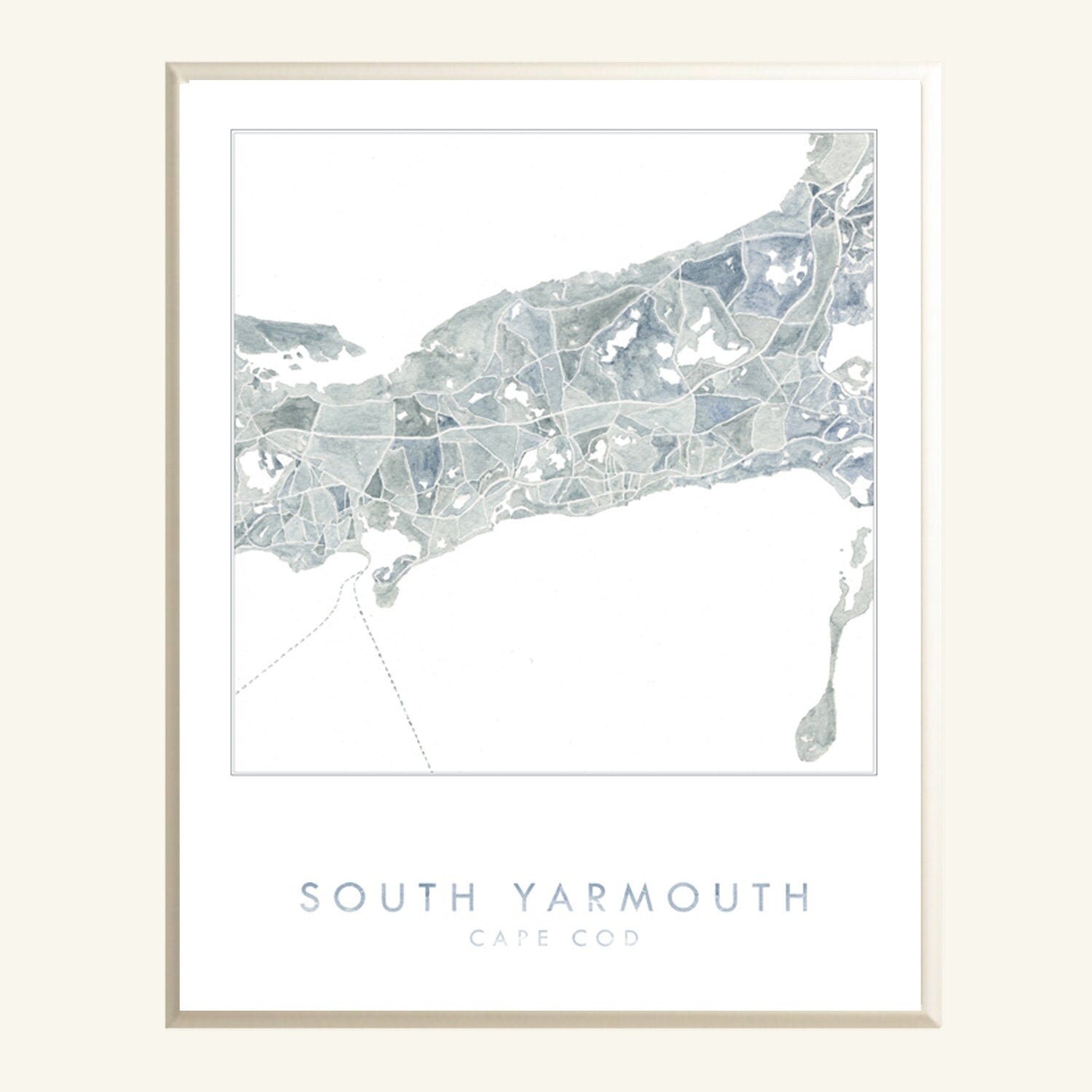 Hyannis Zip Code Map Cape Cod Hyannis Yarmouth Dennis Map Hand Painted Watercolor - Etsy
