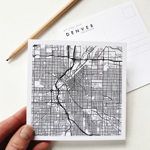 DENVER City Lines Map POSTCARD Colorado City Map Block Plan Wedding Realtor Graduation Moving Gift Penpal
