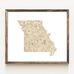 MISSOURI État carte tissu urbain aquarelle Texture peinture USA (impression d'art) carte murale remise des diplômes anniversaire de mariage agent immobilier cadeau