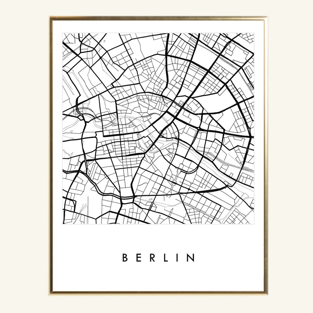 BERLIN Map Hand Drawn Street Map GERMANY City Map Drawing Black and ...
