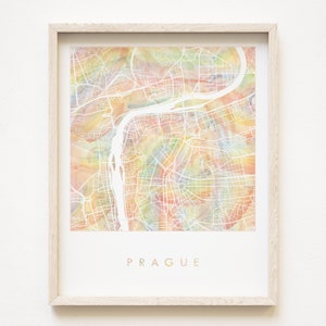 Mapa del arco iris del Orgullo de PRAGA, Mapa de lavado de acuarela, Plan de bloque de ciudad queer (impresión artística), República Checa, Viaje europeo, Regalo de aniversario de boda