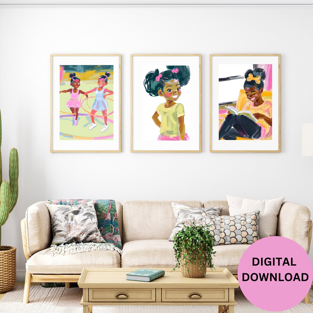 Set of 3 Wall Art Black Girl Magic Bedroom Decor Dorm Wall Art ...