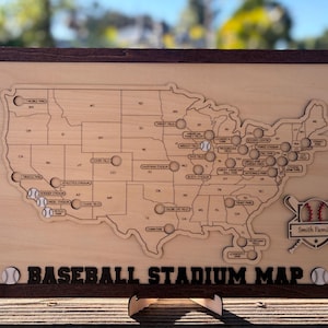 Baseball Stadium Tracker Map – Ballpark Checklist (Includes future stadium in Las Vegas) -  19x11.5 in