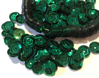 DESTASH - 8mm cup sequins - vintage - 1,500 sequins - green