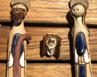 Jesus, Mary, and Joseph Nativity - vintage ceramic Christmas Nativity / Nacimiento
