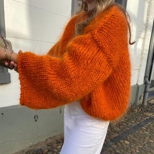Breipatroon oversized mohair sweater wintertrui met open mouwen - English instructions voor beginners