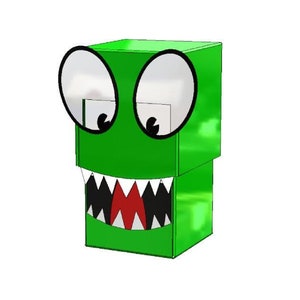 Rainbow Friends Green Puppet Pattern - Build Your Own working hand puppet! Fun, easy DIY Papercraft to Play with kids! Moving head and eyes!