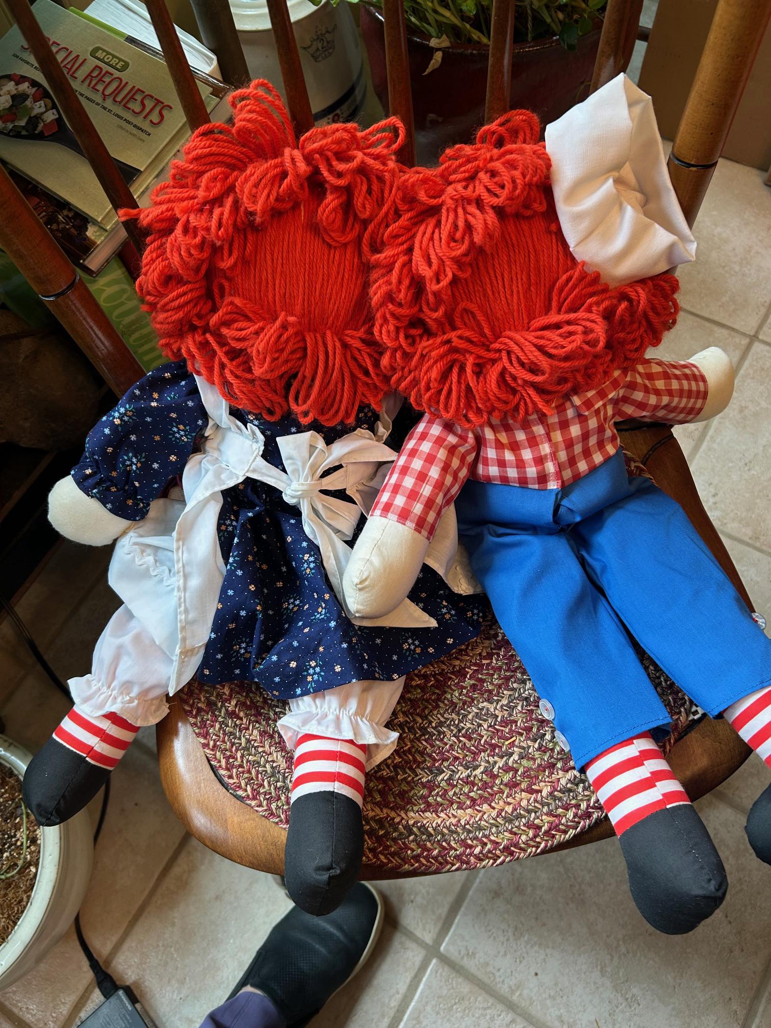 Adorable Vintage Handmade 20-inch RAGGEDY ANN & ANDY Dolls, in