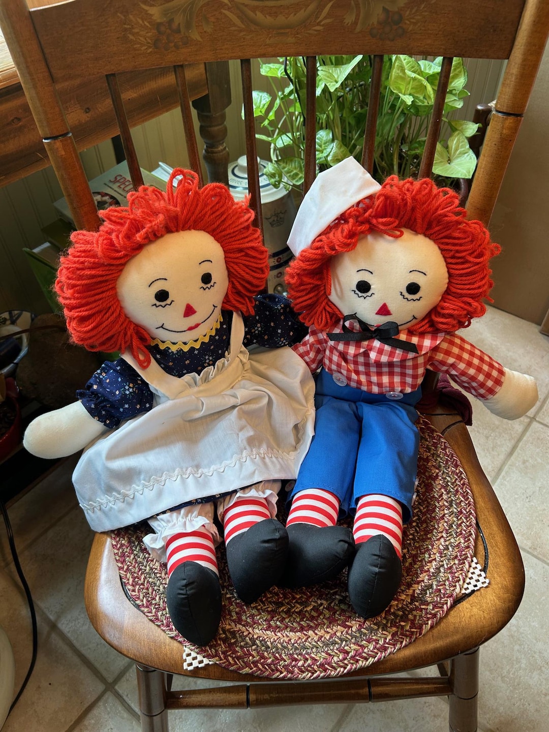 Adorable Vintage Handmade 20-inch RAGGEDY ANN & ANDY Dolls, in
