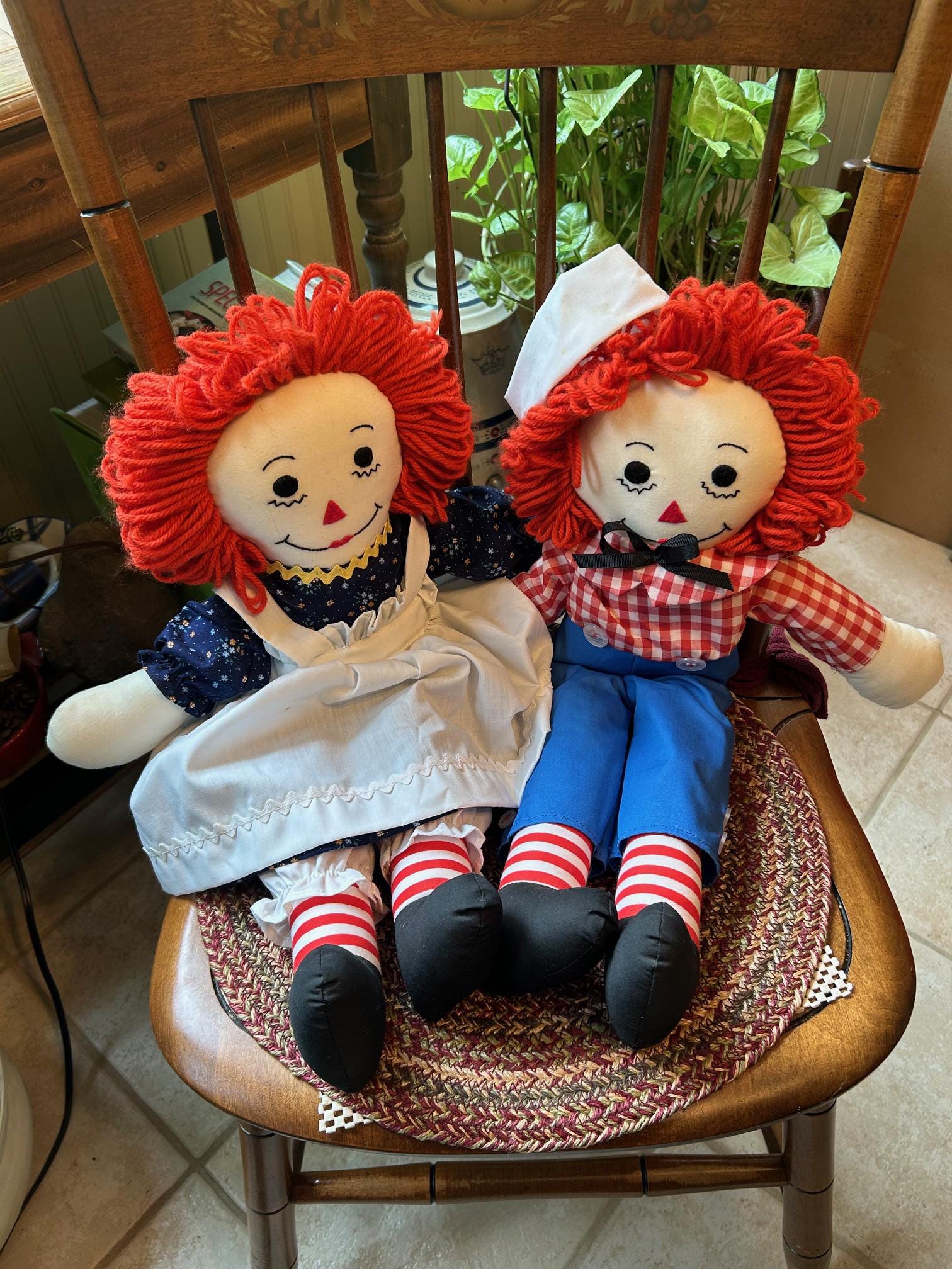 Adorable Vintage Handmade 20-inch RAGGEDY ANN & ANDY Dolls, in