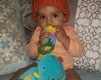 Hand crochet pumpkin hat and booties baby photoprop