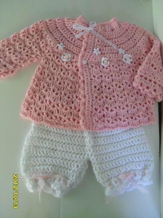 Items similar to Crocheted set for baby girls 12- 18 months Baby pink ...
