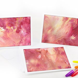 Fluid Art, Juego de tarjetas de notas rosas, Tarjetas de notas en blanco de 5 x 7, Regalo para maestros, Tarjetas abstractas, Tarjetas de bellas artes, Notas de agradecimiento, Tarjetas de boda