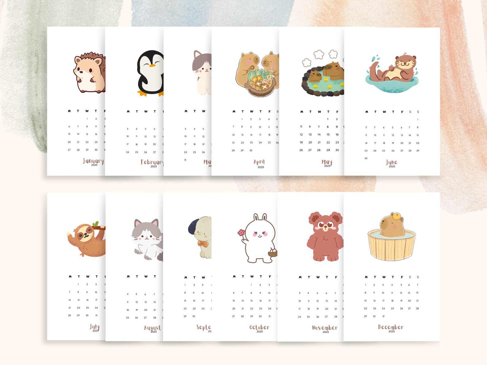 2024 Mini Calendar, 2025 Calendar Mini Printable Calendar Template ...
