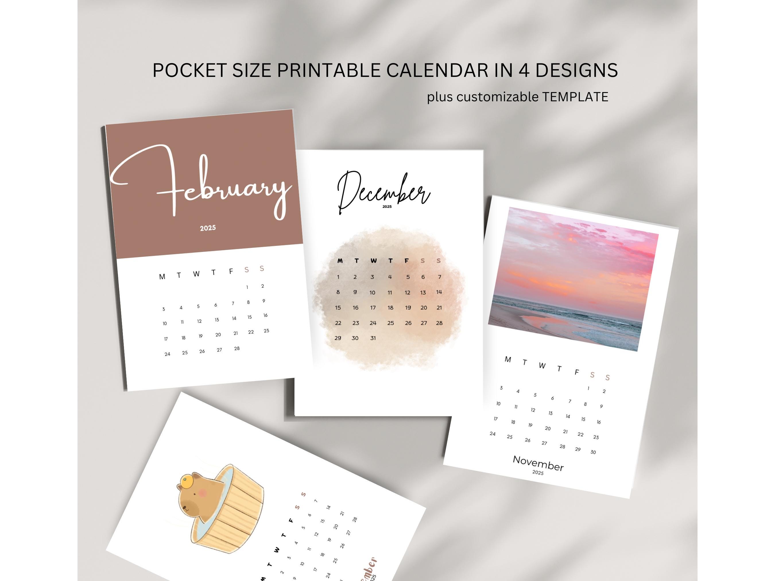 2024 Mini Calendar, 2025 Calendar Mini Printable Calendar Template ...