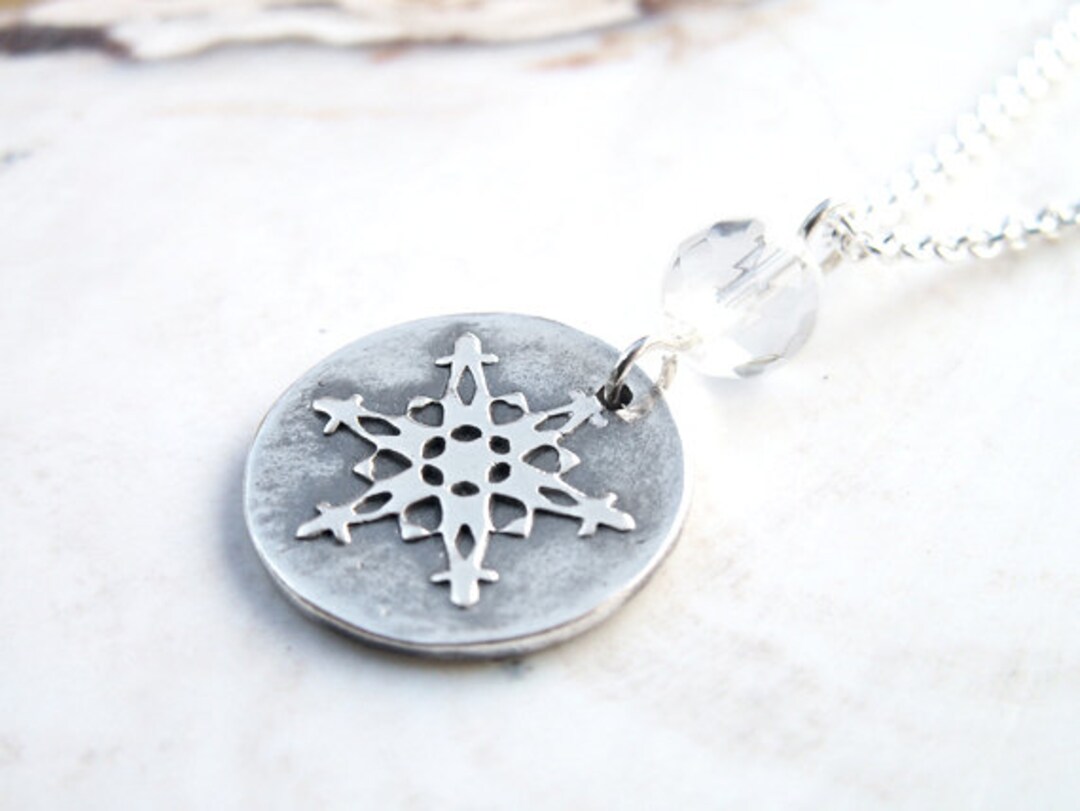 Small Snowflake Necklace Faceted Quartz Crystal Handmade - Etsy
