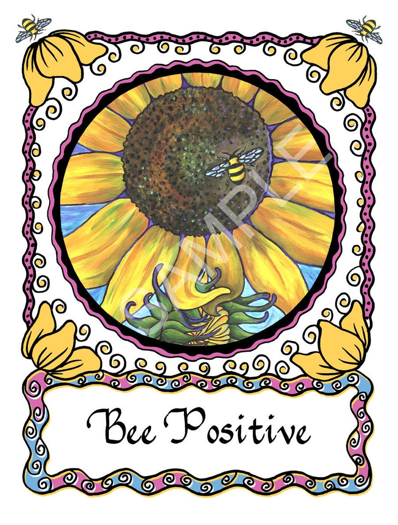 5x7 Blank Cards/Matted Prints Bee Positive image 1