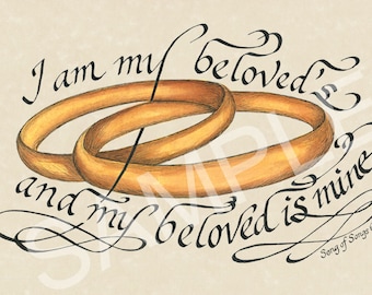 I Am My Beloveds Wedding and Anniversary Gift on Parchment