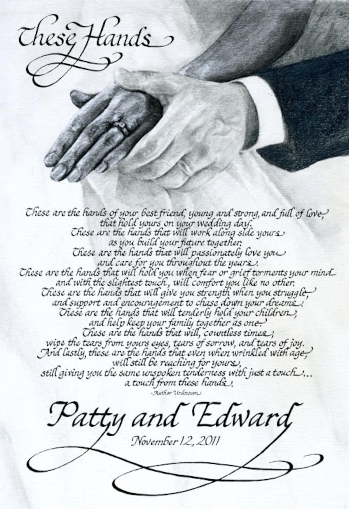 These Hands Personalized Calligraphy Poem Wedding and Etsy
