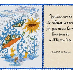 5x7 Blank Cards/Matted Prints  - &quot;Do A Kindness&quot; with Sunflower Splash