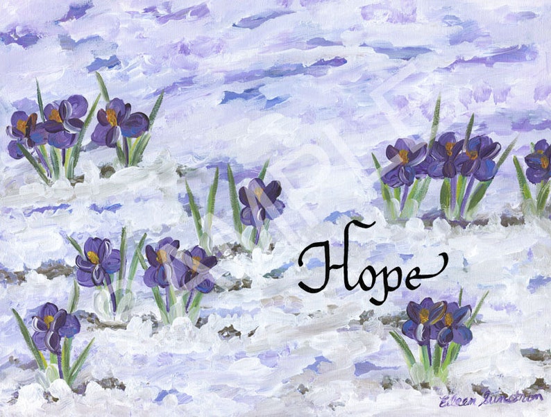 5x7 Blank CardsMatted Prints Hope on Crocus artwork