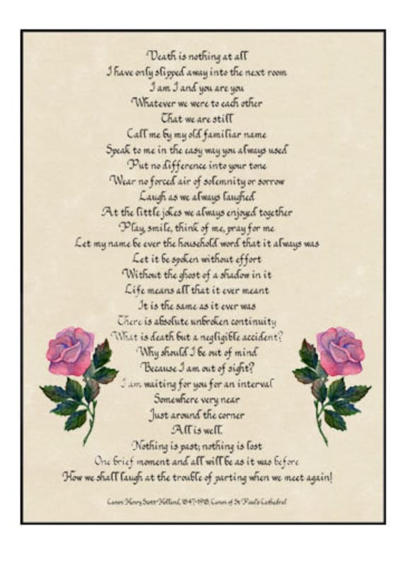 Death Is Nothing At All Poem Printable - prntbl.concejomunicipaldechinu ...