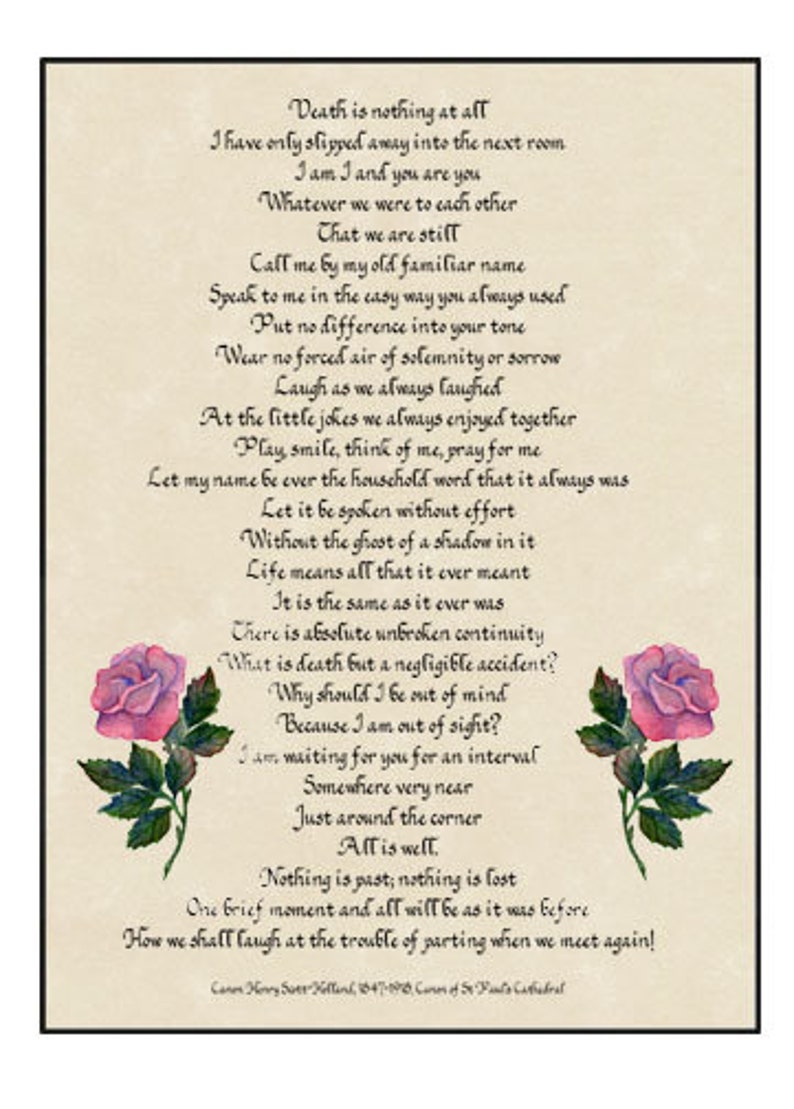 Death Is Nothing At All Poem Printable