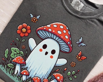 Camisa de hongo mágico Camisa fantasma Camisa espeluznante Camisa boho Camisa cottagecore Camisa de hongo fantasma Camisa de Halloween Camisa de otoño