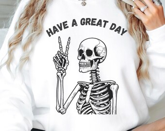 Peace Sign Skeleton Sweatshirt: Funny Retro Good Vibes