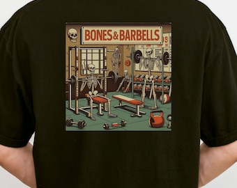 Chemise de sport squelette : t-shirt graphique d'haltérophilie, couleurs confortables