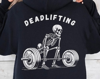 Sudadera con capucha de esqueleto de peso muerto: regalo para rata de gimnasio y halterofilia