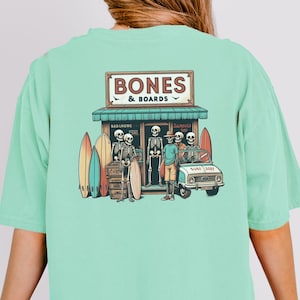 Skeleton T Shirt for Beach Lover Shirt for Surfing Lover Shirt Surfboard Shirt for Skeleton Lover Gift for Ocean Lover Gift for Girl Shirt