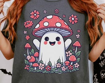 Camisa de hongo mágico Camisa fantasma Camisa espeluznante Camisa boho Camisa cottagecore Camisa de hongo fantasma Camisa de Halloween Camisa de otoño