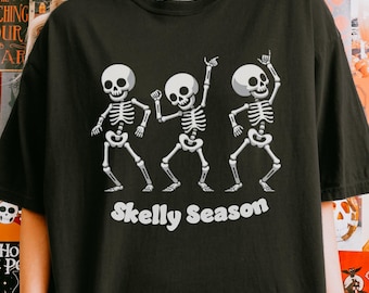 Camiseta de esqueleto danzante con colores cómodos: Camiseta de Halloween espeluznante