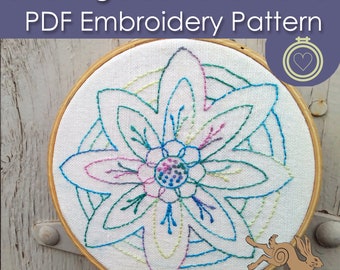 Mandala borduurpatroon, Mandala borduurontwerp, Zen borduurwerk, PDF borduurbloem, Borduurontwerp bloemen, Digitaal borduurwerk