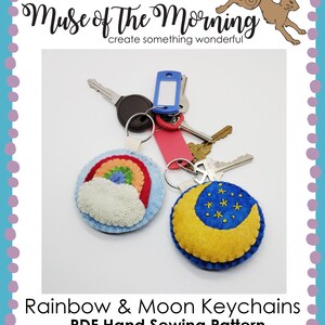 Moon and Star Keychain, Hand Sewing Patterns, felt keychain pattern, Sewing gift ideas, Keychain gift for mom, Keychain gift for him, best image 3