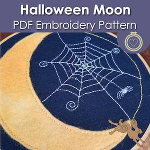 halloween embroidery design, halloween embroidery pattern, Spooky embroidery pattern, Moon Embroidery Design, Spider Embroidery Pattern, pdf