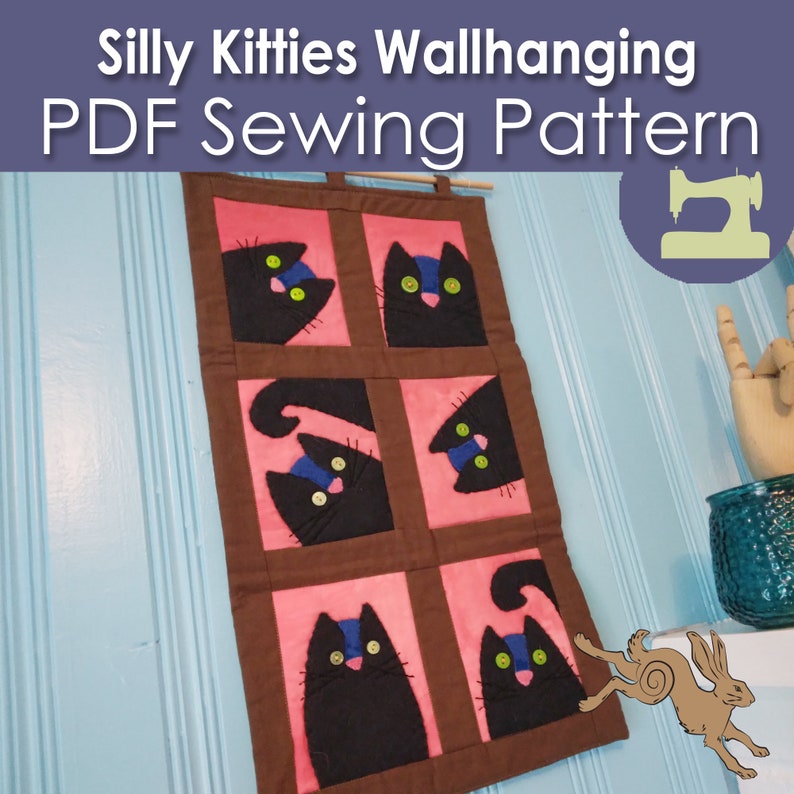 Cat Wall Hanging Cat Sewing Pattern Pdf Wall Hanging Etsy